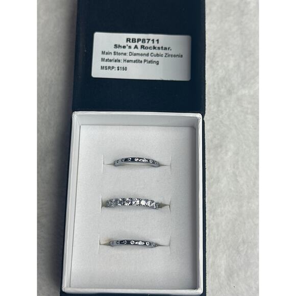 Bomb Party Luxe band stacked rings Size 7 RBP8711 "She's a Rockstar" - Picture 1 of 1